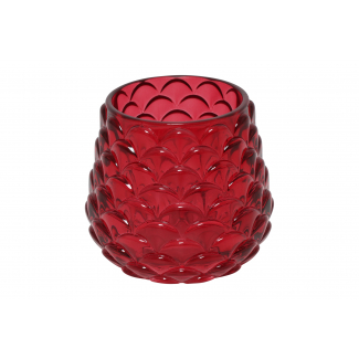 Portacandela in  vetro decoro pigna, diametro 8.5 cm, vari colori