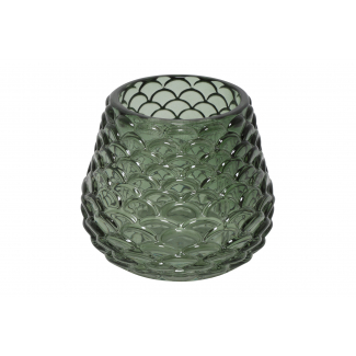 Portacandela in  vetro decoro pigna, diametro 7.5 cm, vari colori