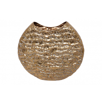 Vaso ovale in metallo oro effetto martellato, varie misure