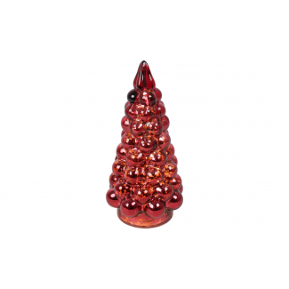 Albero di Natale in vetro rosso con luci led, varie misure