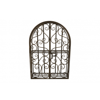 Scaffale con cancello in metallo ruggine, altezza 66 cm