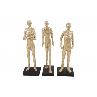 Statuina in polistone oro su base nera, modelli assortiti, varie misure