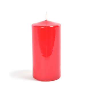 Candela pillar in cera rossa lucida, varie misure