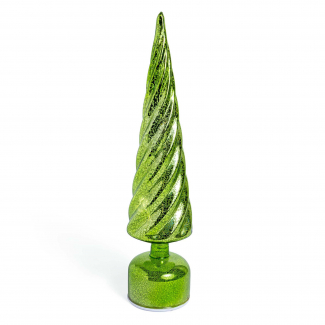 Albero rotante in vetro con luci a batteria, altezza 40 cm, in scatola regalo, vari colori