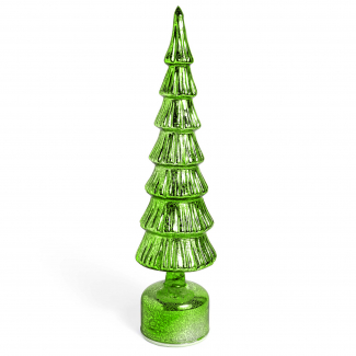 Albero rotante in vetro con luci a batteria, altezza 40 cm, in scatola regalo, vari colori