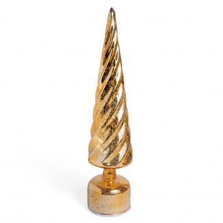 Albero rotante in vetro con luci a batteria, altezza 40 cm, in scatola regalo, vari colori