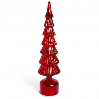 Albero rotante in vetro con luci a batteria, altezza 40 cm, in scatola regalo, vari colori