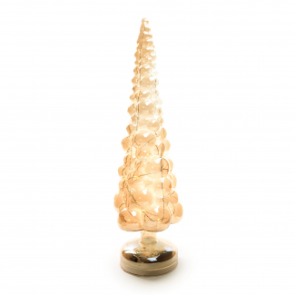 Albero in vetro oro con luci a batteria, altezza 37 cm, in scatola regalo, vari modelli