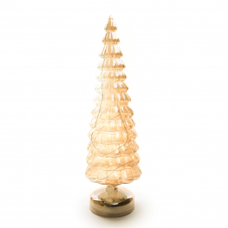 Albero in vetro oro con luci a batteria, altezza 37 cm, in scatola regalo, vari modelli