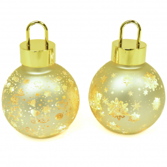 Sfera in vetro oro con luci, in scatola regalo, vari formati, modelli assortiti