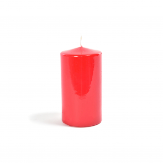 Candela pillar in cera rossa lucida, varie misure