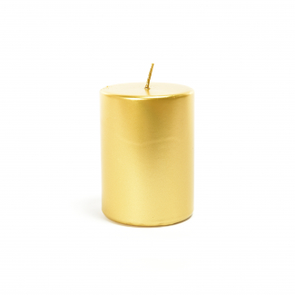 Candela moccolo oro metal, diametro 6 cm, varie atezze