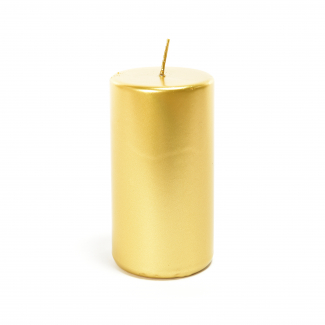 Candela moccolo oro metal, diametro 6 cm, varie atezze