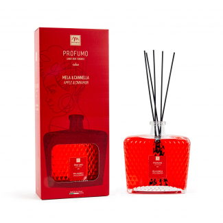 Diffusore di profumo con bottiglia diamante rosso e bacchetti, capacità 700 ml, in scatola regalo, varie fragranze