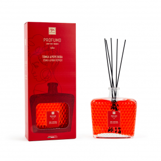 Diffusore di profumo con bottiglia diamante rosso e bacchetti, capacità 700 ml, in scatola regalo, varie fragranze