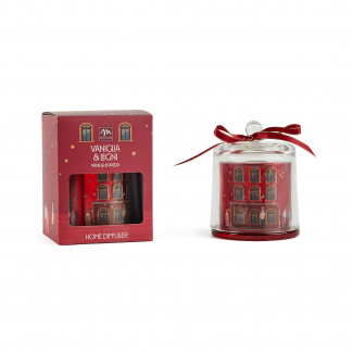 Candela profumata "Vaniglia & Legni" in vaso di vetro con campana, in scatola regalo, vari formati