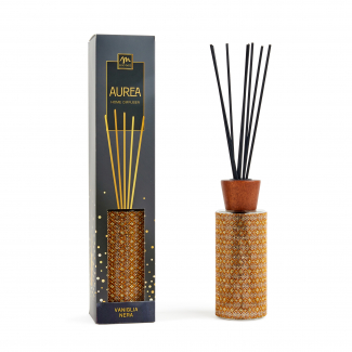 Diffusore di fragranza "Aurea" con bottiglia di strass oro e bacchetti, capacità 200 ml, in scatola regalo, varie fragranze