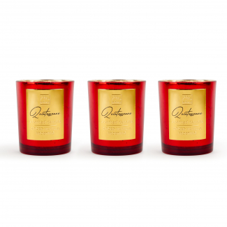 Candela profumata in vaso di vetro rosso, fragranze assortite, varie misure