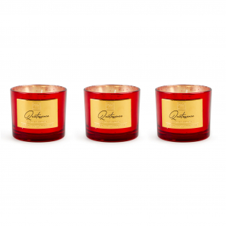 Candela profumata in vaso di vetro rosso, fragranze assortite, varie misure