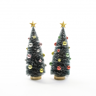 Alberello di Natale decorato con base in legno, modelli assortiti, varie misure