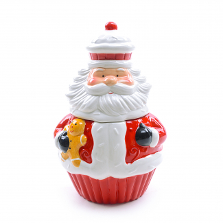Biscottiera Babbo Natale in ceramica da 1550 ml, altezza 26.3 cm