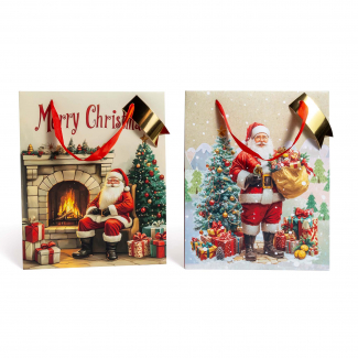 Shopper in carta decoro Babbo Natale, confezione da 12 pezzi, vari formati
