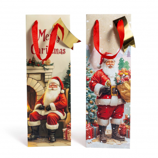 Shopper in carta decoro Babbo Natale, confezione da 12 pezzi, vari formati