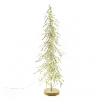 Albero in metallo e plastica oro su base con luci, varie misure