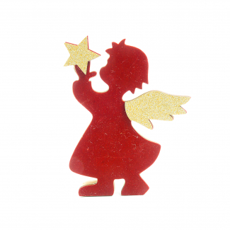 Angelo decorativo in legno rosso e oro, varie misure