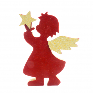 Angelo decorativo in legno rosso e oro, varie misure