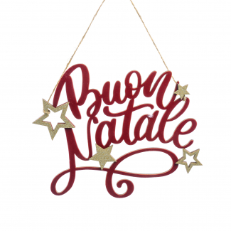 Scritta "Buon Natale" in legno da appendere, varie misure