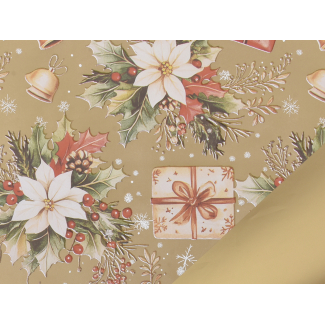 Carta da regalo in rotolo bicolor stampa "Jingle Bells" con stella natale bianca, altezza 1 metro, lunghezza 25 metri