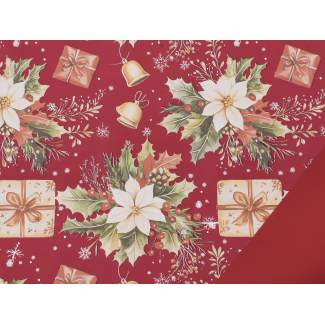 Carta da regalo in rotolo bicolor stampa "Jingle Bells" con stella natale bianca, altezza 1 metro, lunghezza 25 metri