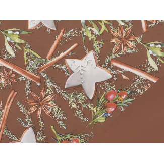 Carta da regalo in rotolo bicolor stampa "Sugar&Spices" con stelle e bastoncini, altezza 1 metro, lunghezza 25 metri
