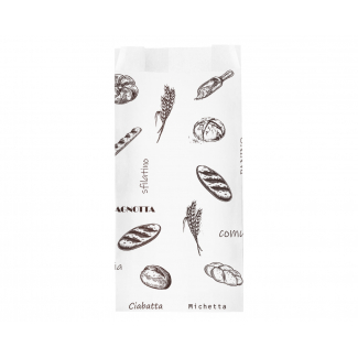 Sacchetto in carta kraft bianco 40 gr, stampa "Pane", cartone da 10 kg.