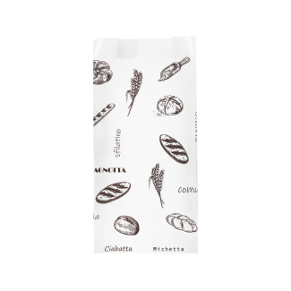 Sacchetto in carta kraft bianco 40 gr, stampa "Pane", cartone da 10 kg.