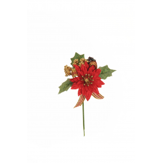 Pick stella di Natale con bacche, altezza 14 cm, confezione da 12 pezzi, vari colori
