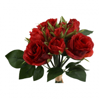 Mazzo di rose con foglie, altezza 30 cm, vari colori