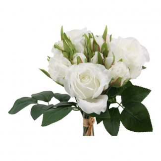 Mazzo di rose con foglie, altezza 30 cm, vari colori