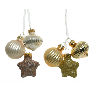 Addobbo in vetro lucido opaco e glitter, altezza 11.5 cm, confezione da 3 pezzi modelli e colori assortiti