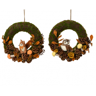 Corona con animaletto, diametro 32 cm, soggetti assortiti