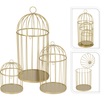 Gabbia per uccelli in metallo oro, varie misure