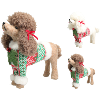 Cane in tessuto con maglione natalizio, 23x31 cm, vari colori
