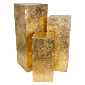 Colonna con base quadrata in metallo oro, varie misure