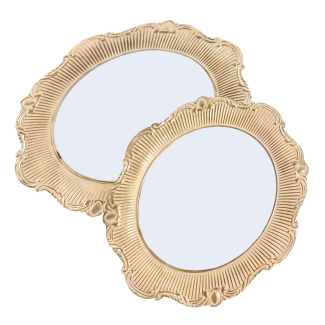 Vassoio ovale in metallo oro con specchio, varie misure