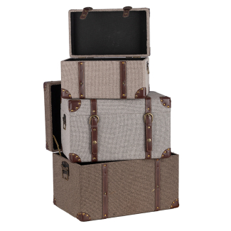 Baule in tessuto nei toni del marrone, varie misure