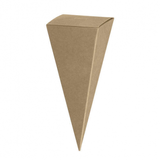 Cono quadrato porta confetti in cartoncino avana, 45x115mm, confezione da 10 pezzi