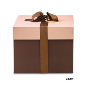 Scatola base quadrata cacao con coperchio rosa, cartone da 25 pezzi, vari formati