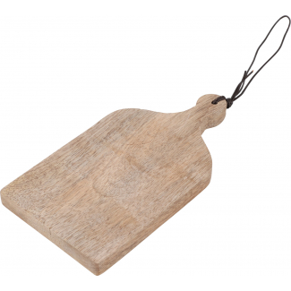 Tagliere in legno monoporzione con manico e corda, formato 10x19 cm