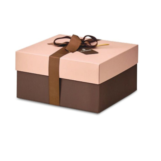 Scatola base quadrata cacao con coperchio rosa, cartone da 25 pezzi, vari formati